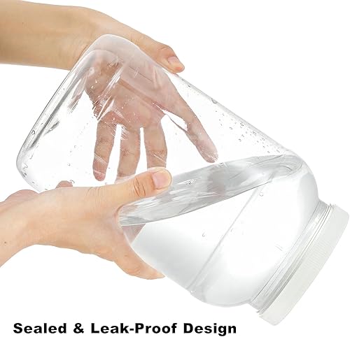 Miniatura 3 de ZOOFOX Paquete de 2 tarros de plástico con tapas, recipientes de almacenamiento de boca ancha de 1 galón, tarros de plástico vacíos para