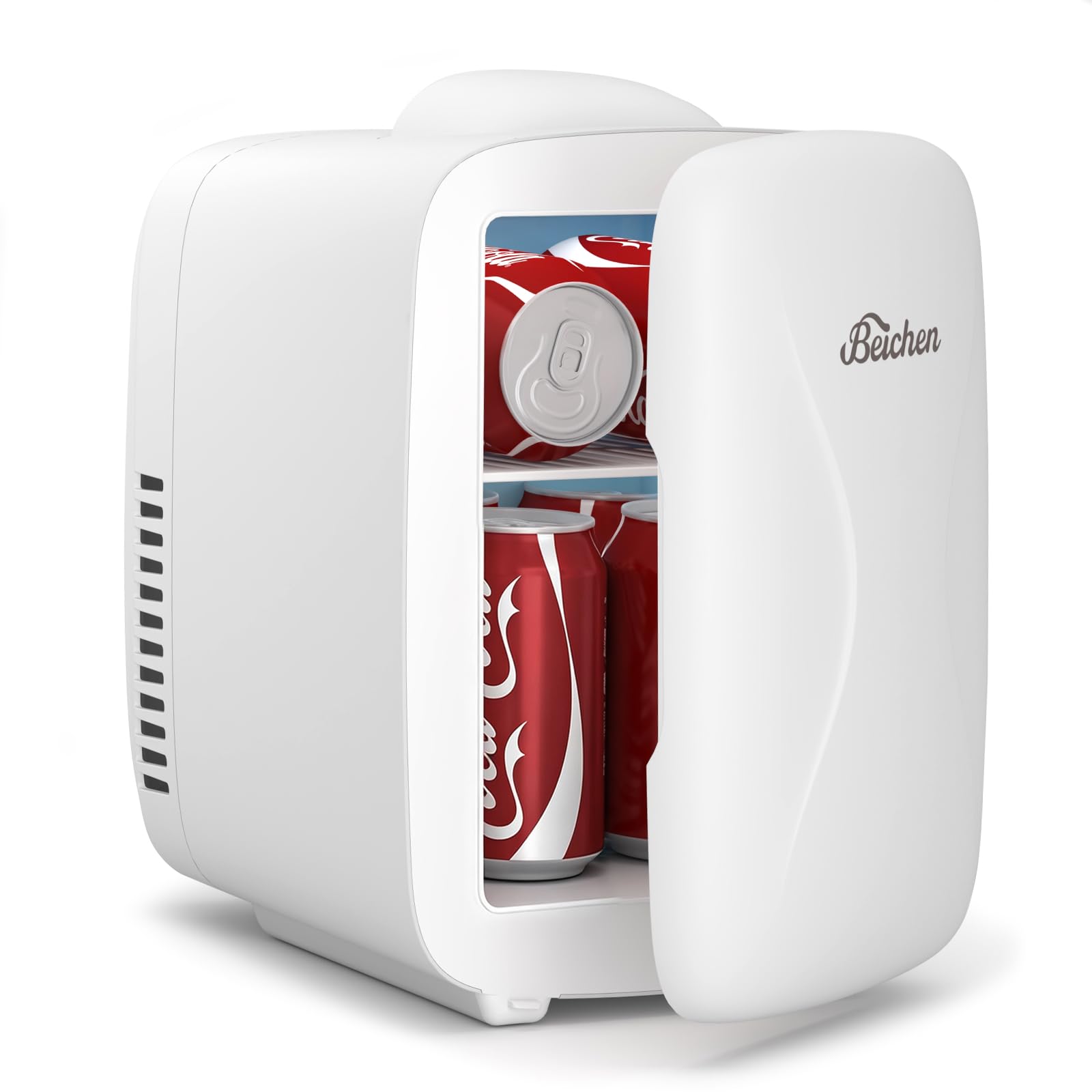 BEICHEN Mini Fridge [Upgrade], Small Fridge Rapid Cooling 4 Liter/6 Cans Skincare Fridge, Cooler and Warmer Refrigerators for Bedroom, Cosmetics, Office and Car (White)