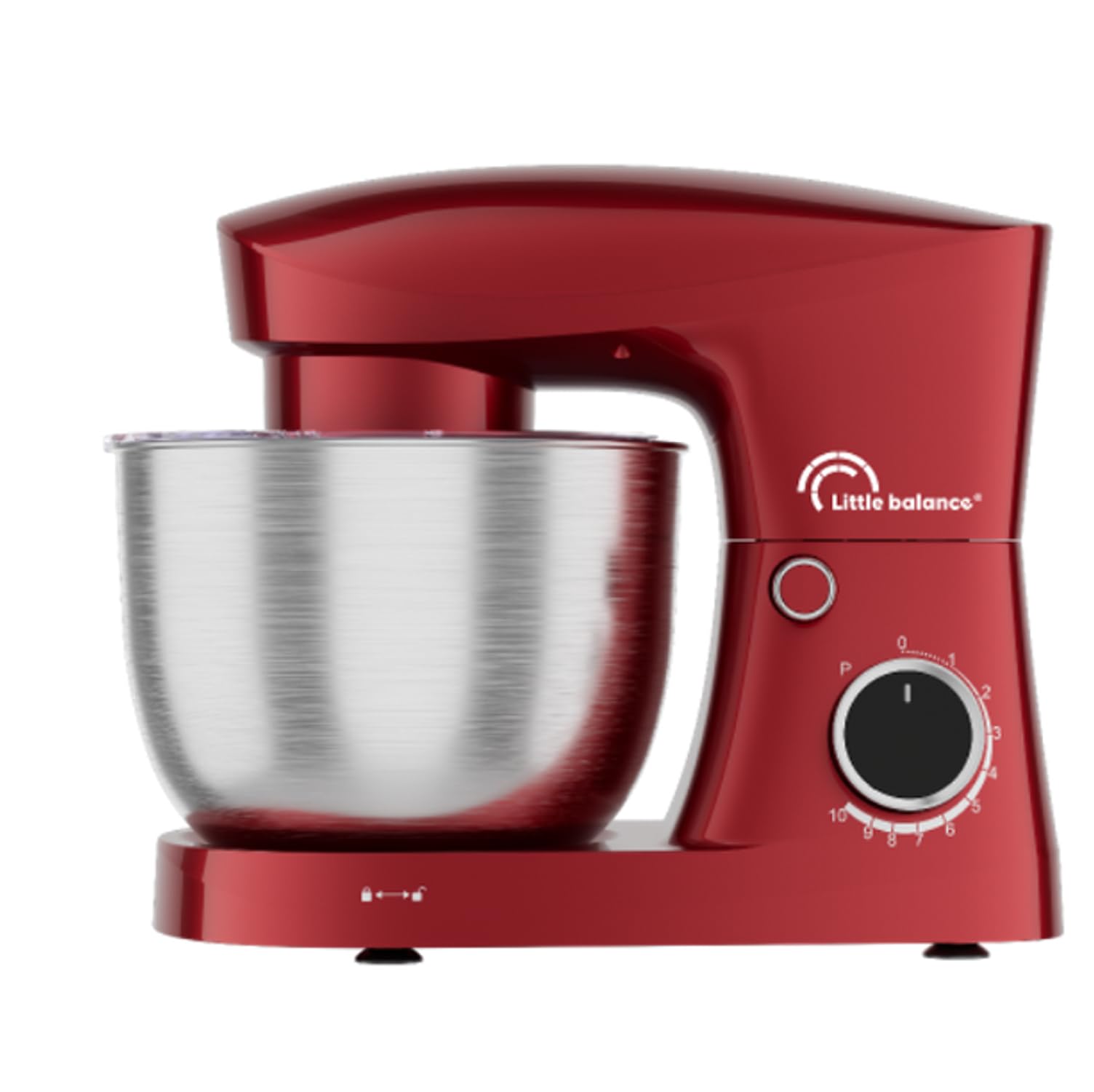 LITTLE BALANCE 3060 Easy Pâtisserie 2, Robot Pâtissier, Bol inox 5 l, 10 vitesses, Fonction Pulse, Tête inclinable, Avec Crochet, Fouet et Batteur pour mélanger, fouetter, pétrir, 1500 W, Piment
