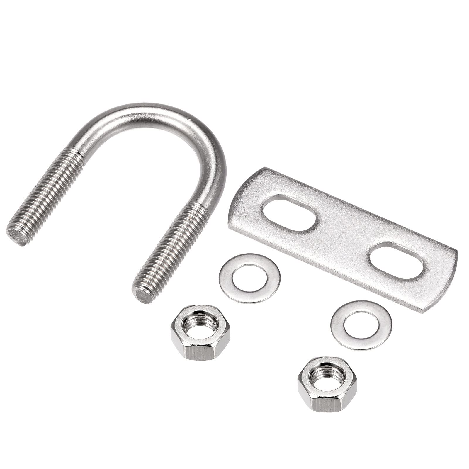 METALLIXITY U Bolts 2 Sets (M8x29x54mm), Round U Bolt 304 Stainless Steel with Nuts Plates Washers - for Construction, Pipe