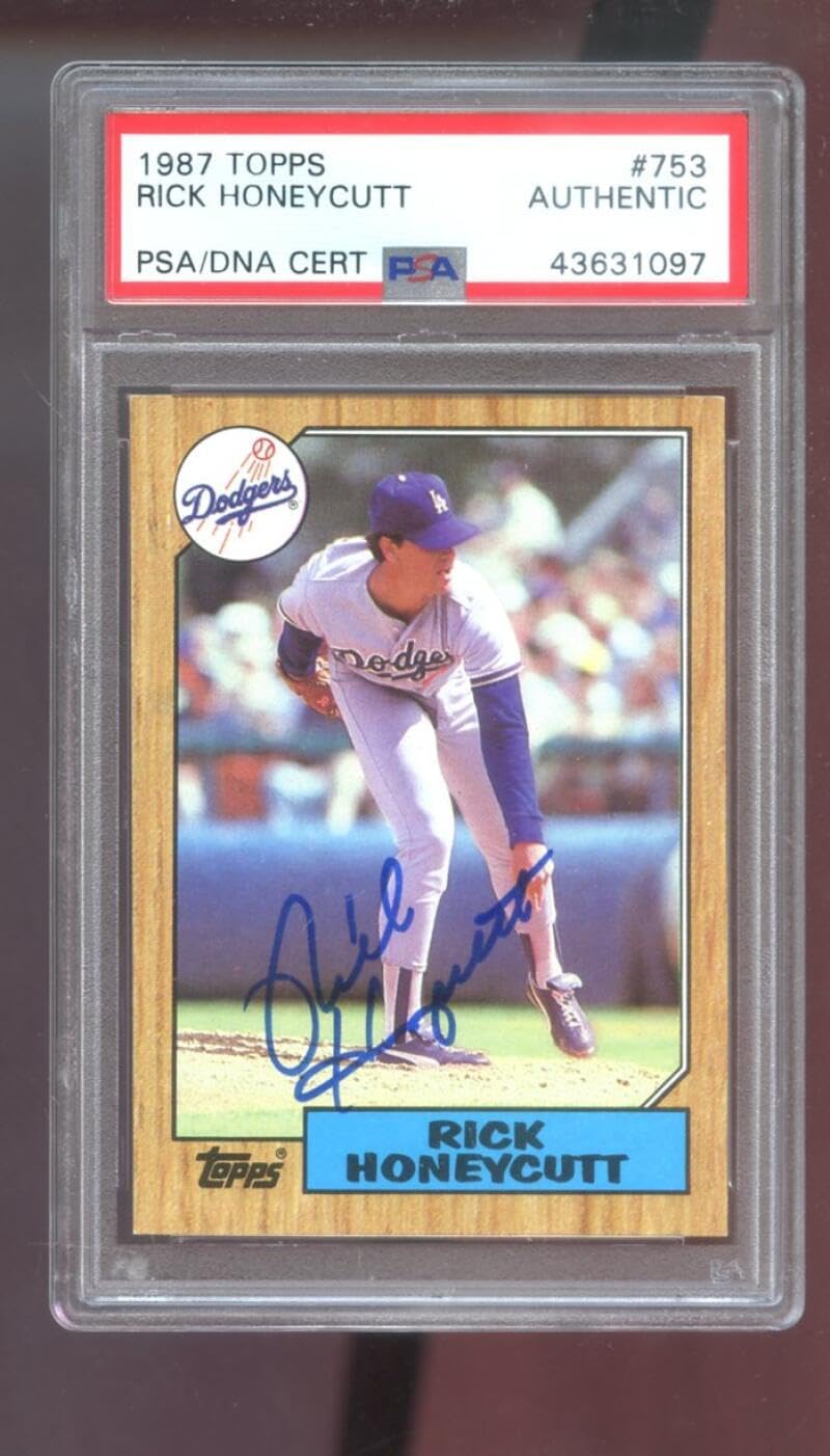 1987 Topps #753 Rick Honeycutt AUTO SIGNED Autograph Autographed Card PSA PSA/DNA Baseball MLB COA Los Angeles Dodgers