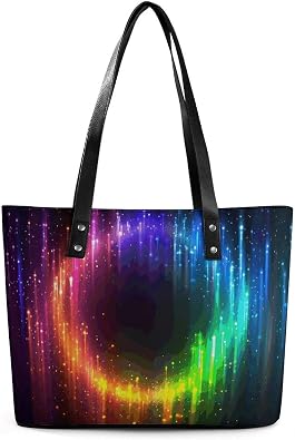 Rainbow Neon Hobo Bag Leather Tote Handbag Shoulder Bag Fashion Ladies Purses for Everyday And Travel