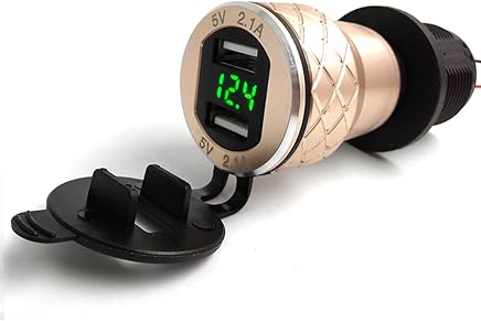 Ranuw Doble USB 4.2?A Cargador DIN Socket LED Volt?metro para BMW Triumph Hella Motociclismo Ranuw Doble USB 4.2?A Cargador DIN Socket LED Volt?metro para BMW Triumph Hella Motociclismo