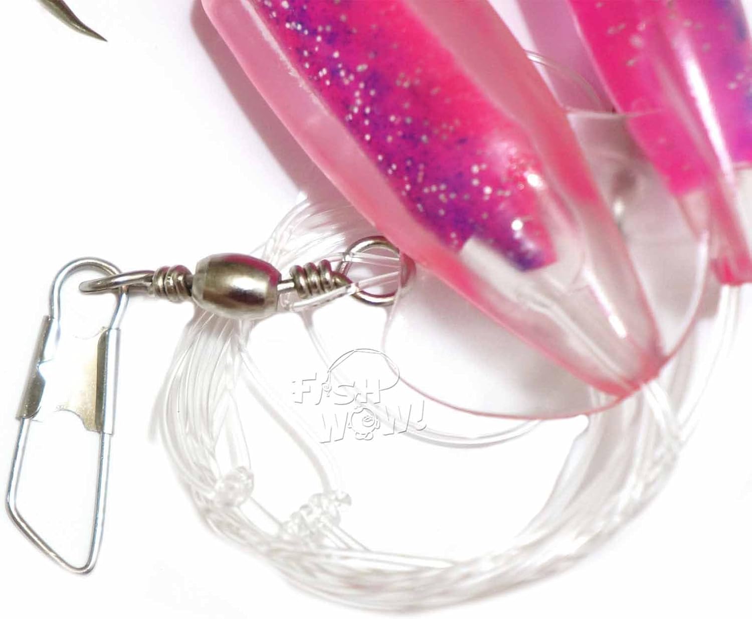 10 Packs - 4.5" Fishing Ling Cod Rig Twin Bulb Squids Rockfish lingcod Soft Lure - Pink