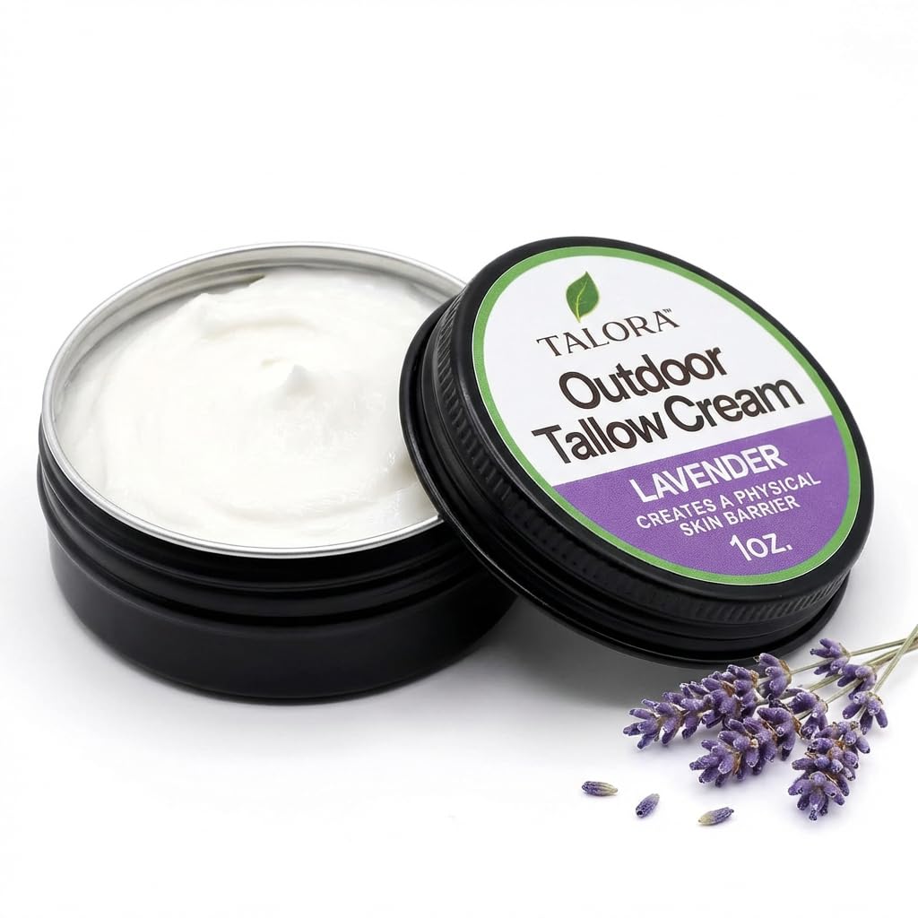 Outdoor Tallow Cream: Lavender | 100% Grass-Fed & Finished Beef Suet Tallow Moisturizer with Organic Jojoba Oil | Deeply Nourishing | All-Natural Skin Cream for Outdoor & Dry Skin (4oz)