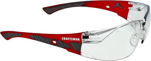 Craftsman 200, cristal de seguridad, ajuste cómodo, transparente, marco rojo