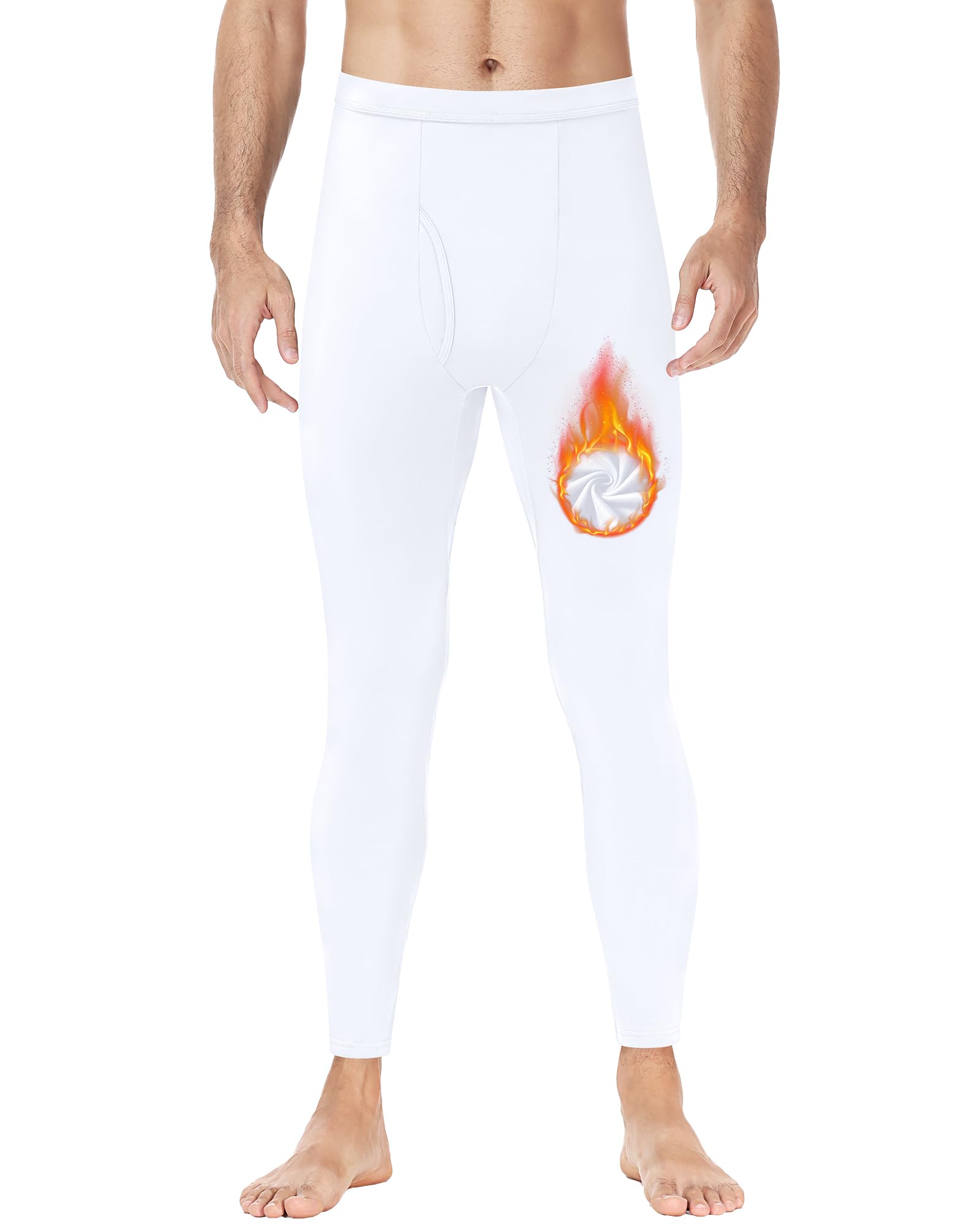 Runhit Thermo Unterhosen Herren Lange, Thermohose Männer mit Eingriff und Weicher Fleece-Innenseite, Thermo Leggings als Thermounterwäsche Skiunterwäsche Funktionsunterwäsche für Winter Outdoor