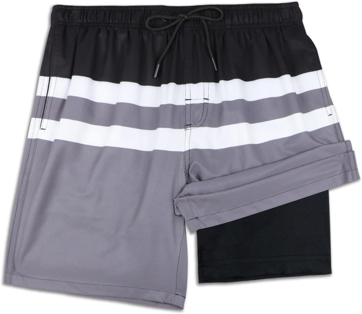 QRANSS Mens Swimming Trunks with Compression Liner 9'' Quick Dry Long Swim Shorts Swimwear Boardshorts with Boxer Brief Liner