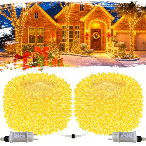 [2 Stück] 22M 200LED Lichterkette Außen, Warmweiß Lichterkette Led...