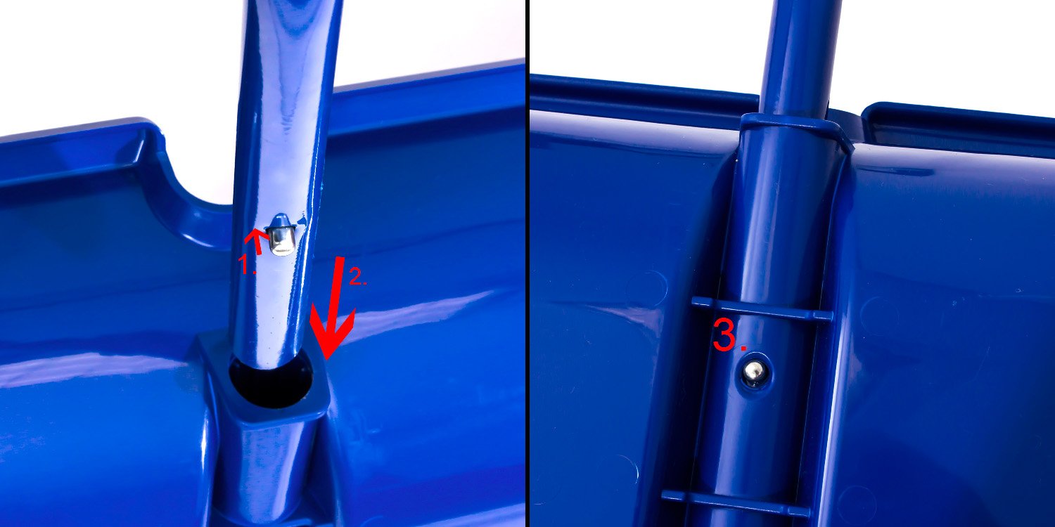 Pala da neve spingineve in plastica ARCTIC con ruote e manico in acciaio colore: blu