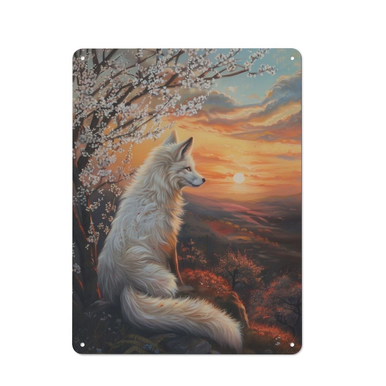 Nostalgic Decorative Tin Plaque 40x30cm Featuring Fox Sunset Magical, Classic Pub Decor for Cafe, Pub, Workshop Or Home Bar