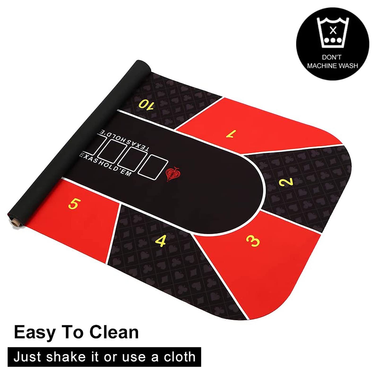 MBROS Tappetino da Poker Texas Hold'em | Tavolo da Poker Portatile, Rosso e Verde, 120x60cm/180x90cm, Idrorepellente, riduzione del Rumore e Borsa per Il Trasporto