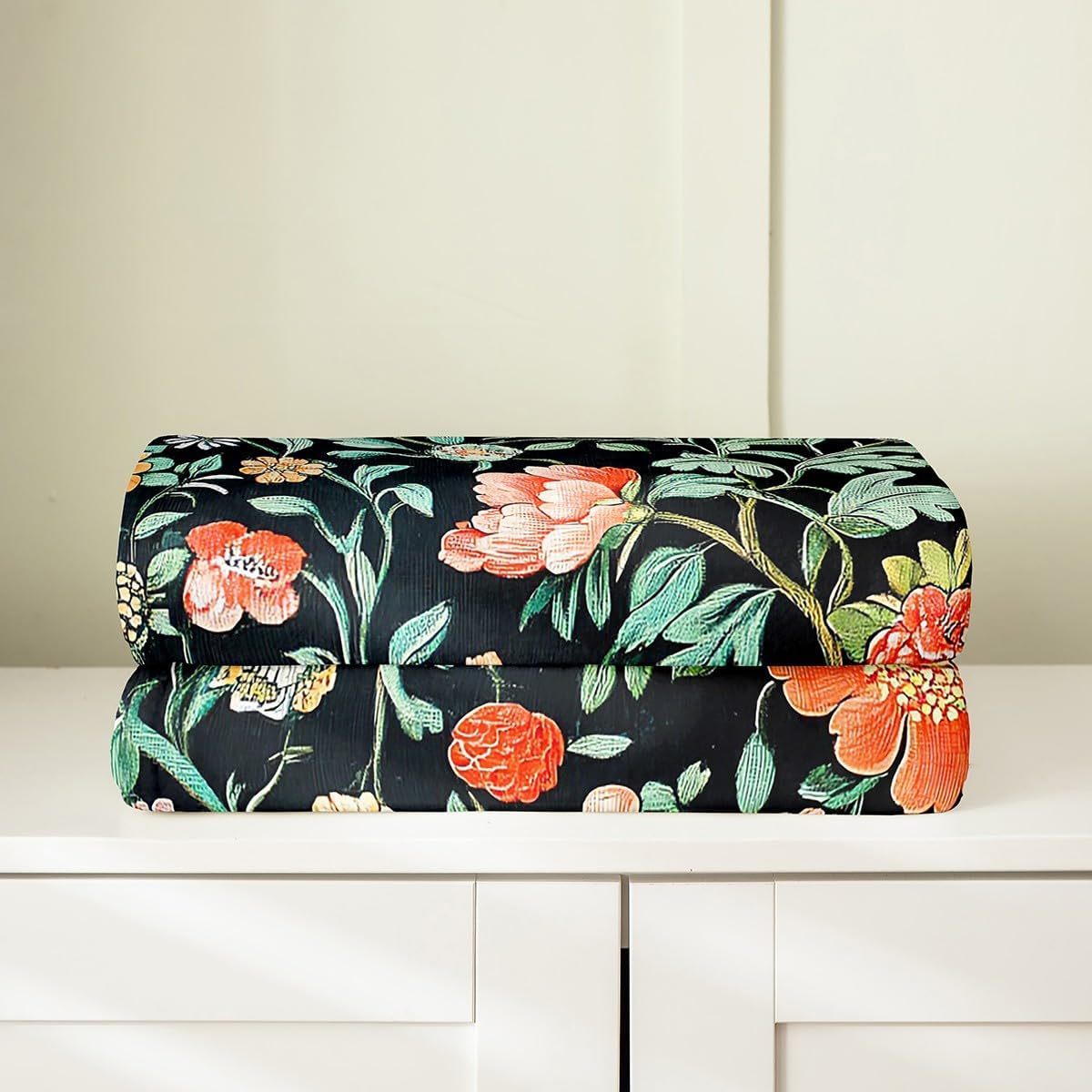 Feelyou Botanical Plants Plush Throw Blanket, Queen 90"x90" Botanical Floral Blanket for Boys Teens Decor Garden Plants Flannel Fleece Blanket Natural Theme Bedroom