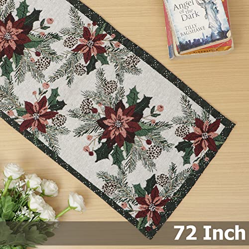Image of HOKIPO Cotton Jacquard Dinner Table Runner 12x72 Inches (IN-532-D1), White