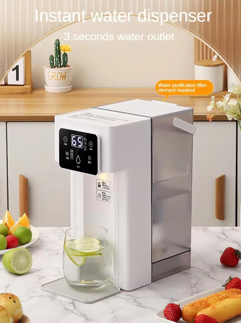 Distributore istantaneo di acqua calda con filtro, dispenser portatile per scaldabagno da appoggio da 2000 W con serbatoio dell'acqua da 3 litri, 5 temperature regolabili, protezione di sicurezza
