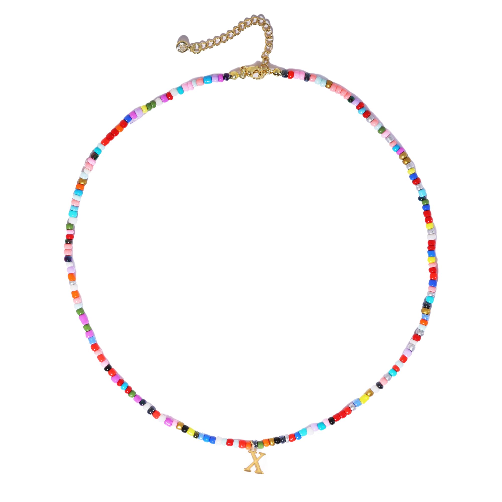 Fwlisesa Colorful Initial Necklaces for Women, 14k Gold Plated Summer Initial Necklace Cute Beach Letter Necklace Personalized Gold Necklaces for