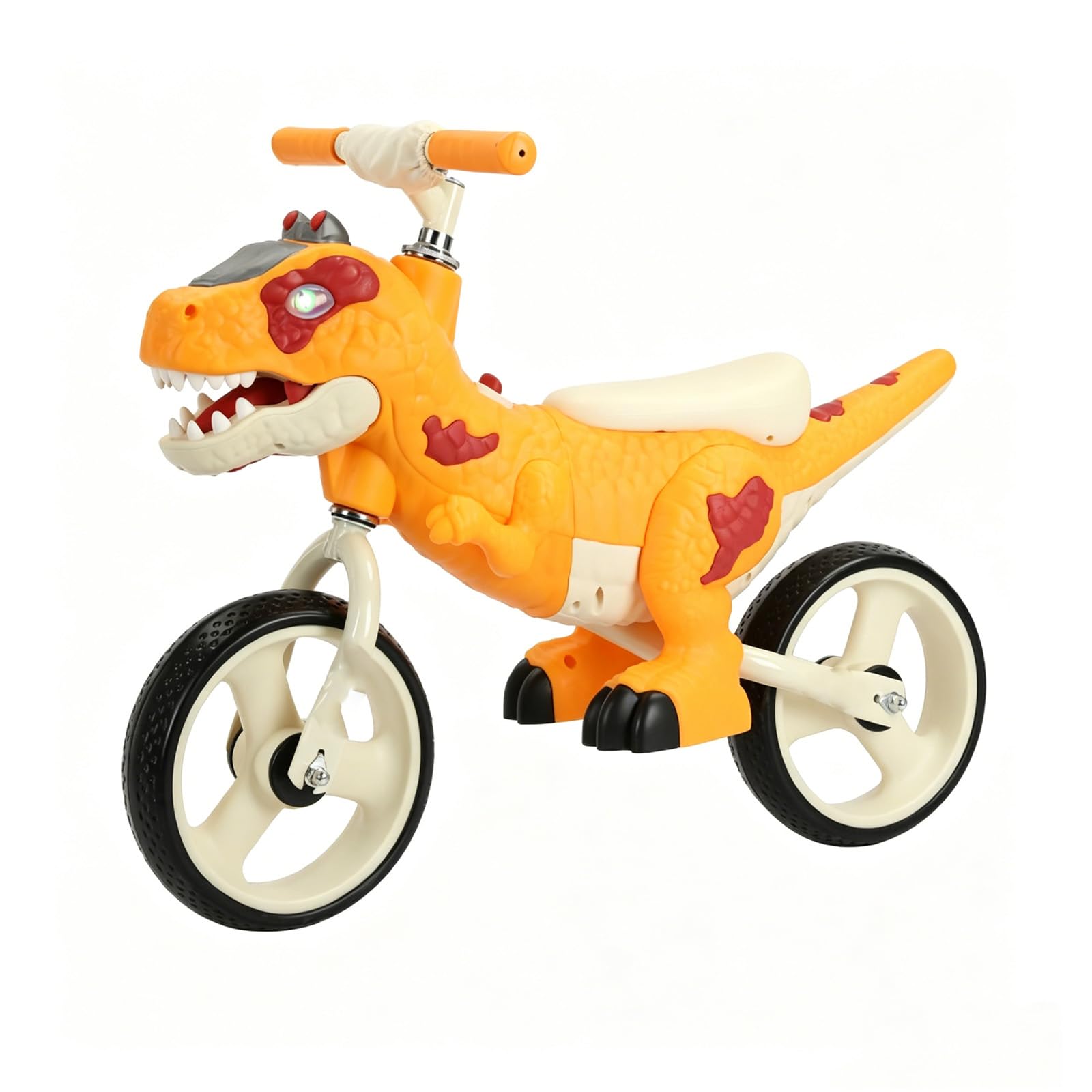 Dinosaur Balance Bike, No Pedal Walking Training Bike with Lights&music, Dinosaur Ride on Toy for Boys Girls (orange,8-inch-Standard)