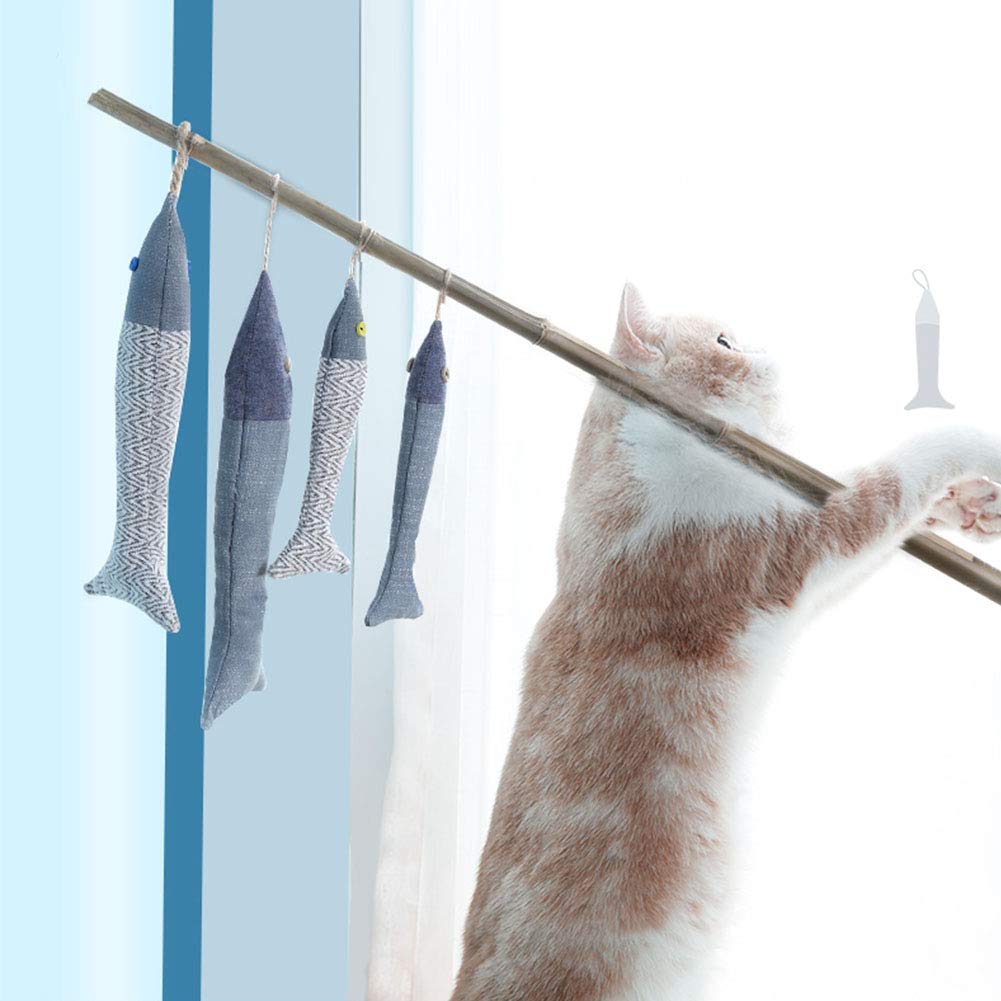 OMEM Katzenspielzeug Stofftier niedliches Fischkissen Quietschspielzeug für Hunde und Katzen Verschleiß und Kratzfestigkeit