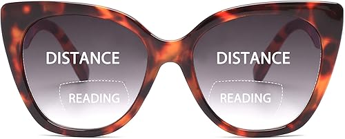 JM Gafas de lectura bifocales clásicas de gran tamaño, estilo ojo de gato, lentes de sol para mujer con estampado de leopardo +1.25