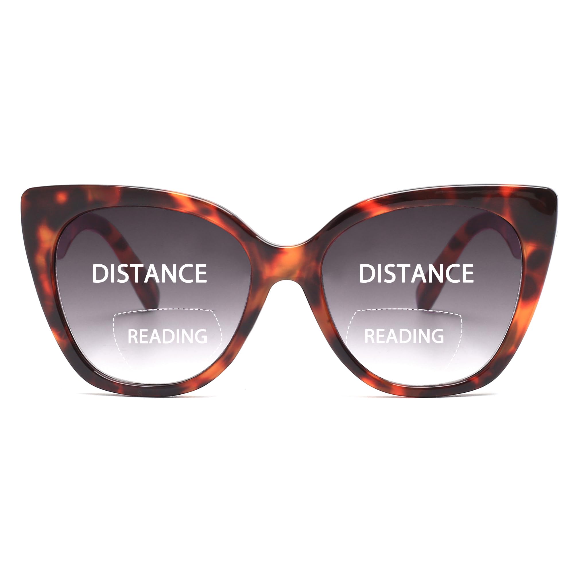JM Classic Bifocal Reading Glasses Oversized Cateye Stylish Sunglasses Readers for Women Leopard +1.5