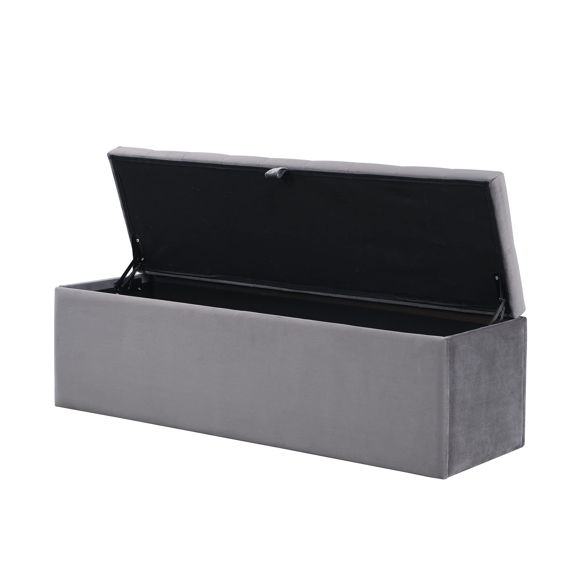 Samt, Polsterbank, Gepolsterte Sitzbank, Betthocker, Bank mit Stauraum, grau 138 x 41 x 42 cm
