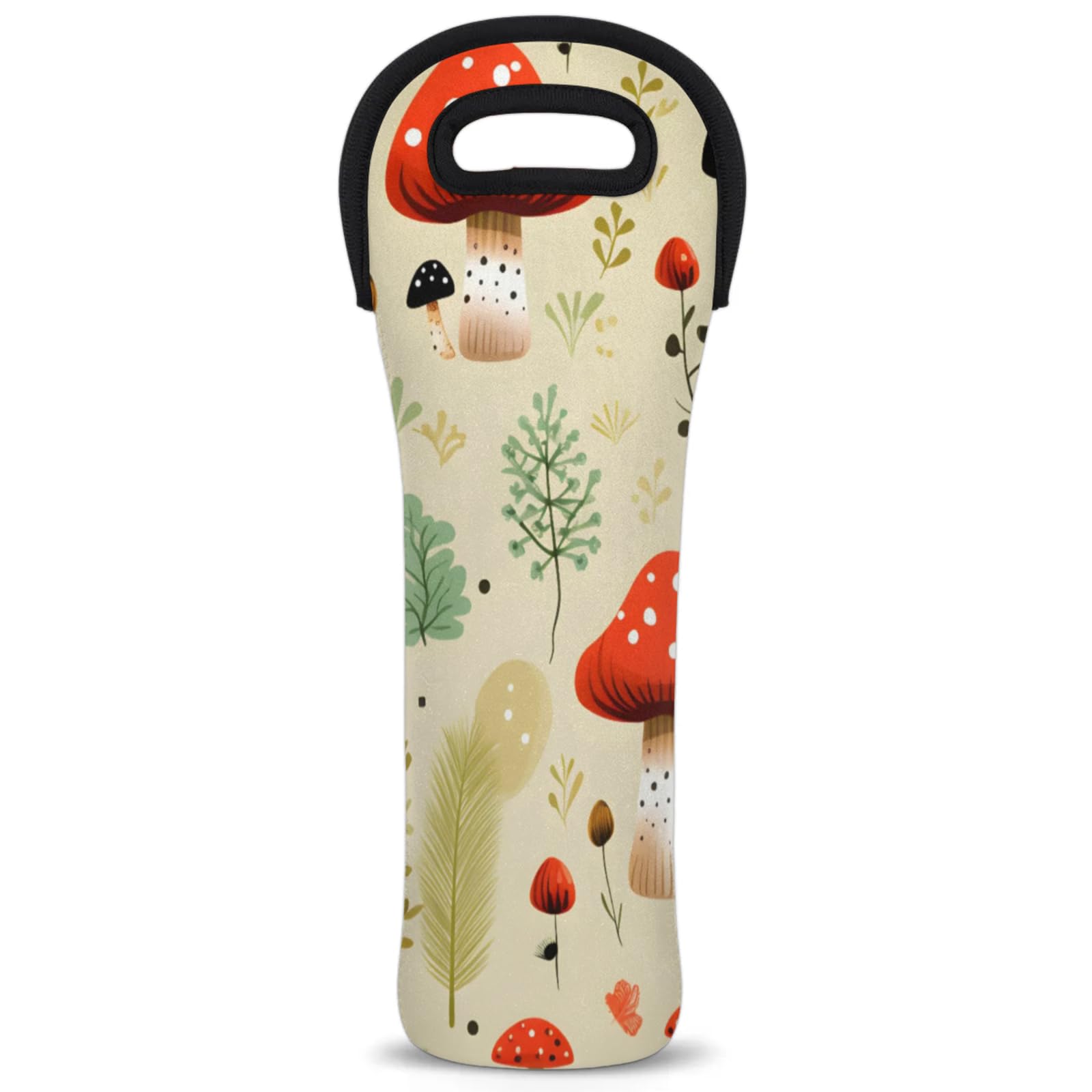 Neoprene Wine Tote Carrier Bag for Wine,Water, Champagne, Beer, Baby Bottles 15.6 x 5.1 Inches, Protective Wine Bag,Magic Mushrooms