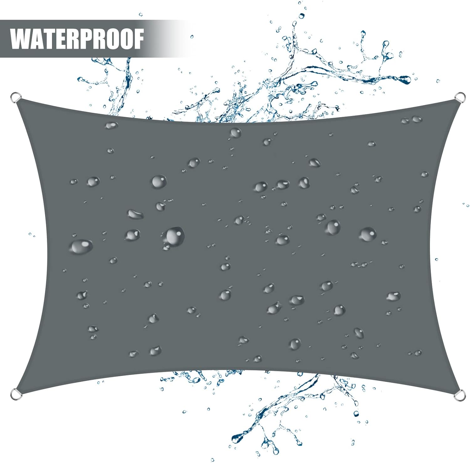 Neween Waterproof Sun Shade Sail Rectangle UV Block Canopy for Outdoor Patio and Garden, Yard Activities (6'x10', Gray)