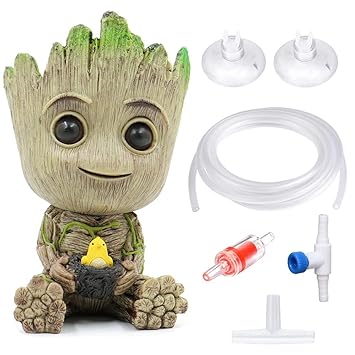 SLOCME Aquarium Groot Air Bubbler Stone Decorations - with 7 feet 3/16
