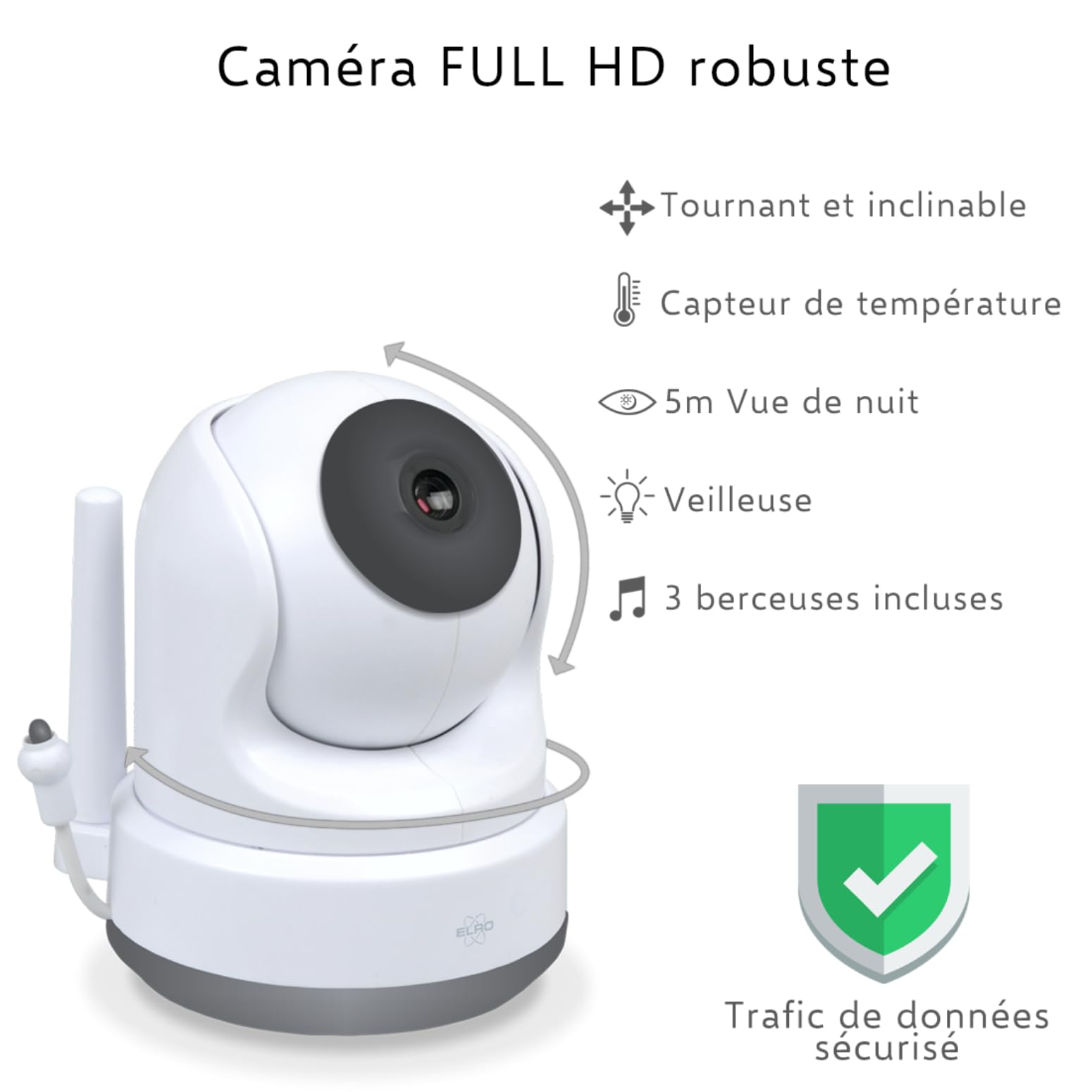 ELRO BC4000 Baby Monitor Royale Full HD Babyphone avec écran tactile 12,7 cm et application