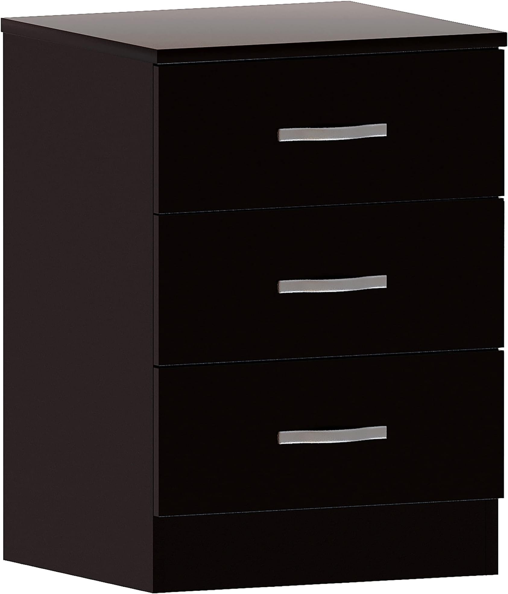 Vida Designs Large Black Bedside Cabinet, 3 Drawer, Bedside Table, Riano Bedroom Furniture