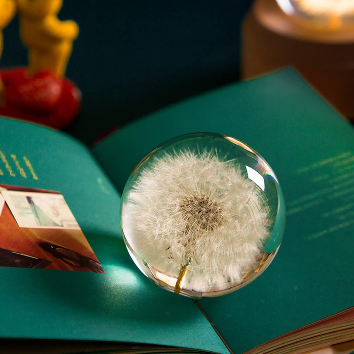 Kristallkugel, Pusteblumen-Briefbeschwerer, Traumball, einzigartiger Briefbeschwerer aus Kunstharz, Geschenke für Kinder und Freunde, Pusteblumen-Briefbeschwerer, Kugel, Glas, Briefbeschwerer, Kristal