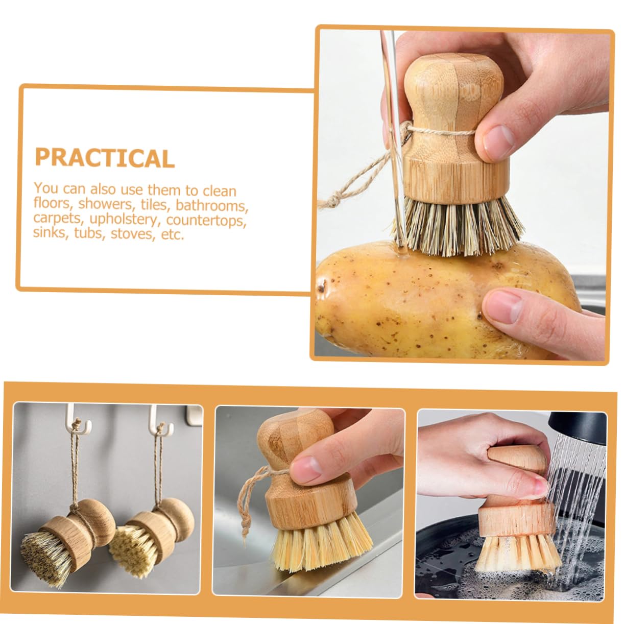 Alipis 2 Ensembles Brosse De Cuisine Essuie-Tout Lingettes Nettoyantes pour Sols Stratifiés Brosse À Récurer À Vaisselle avec Distributeur De Produits De 4 pièces * 2