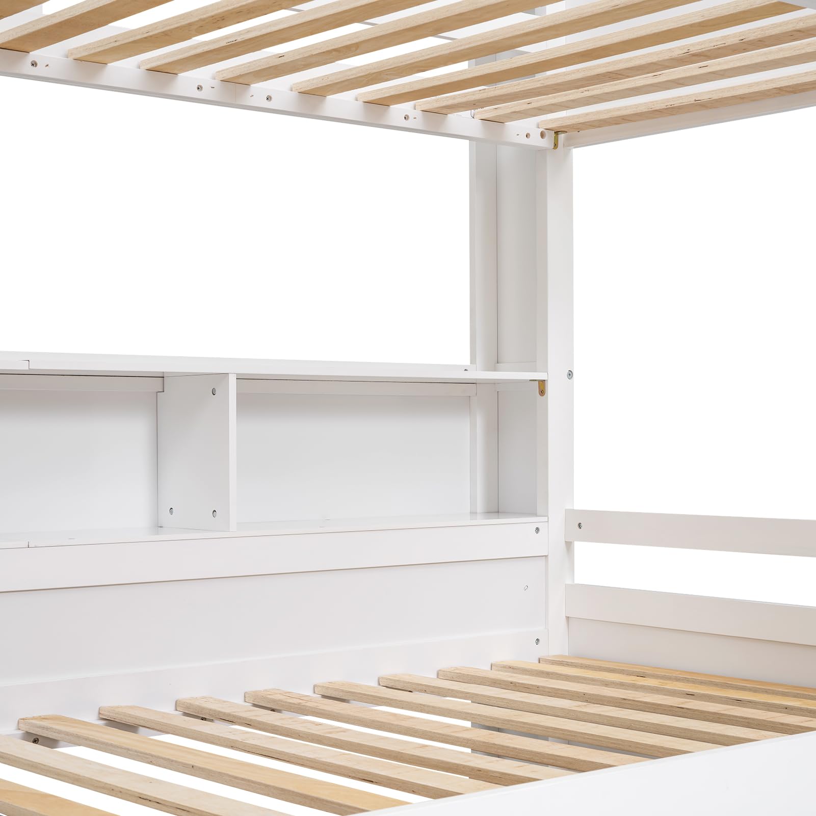 Idemon - Letto a castello, 90 x 200 cm, con letti singoli, cassetti e vani portaoggetti, letti per bambini (bianco)