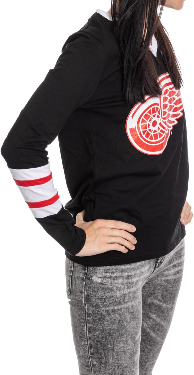 Calhoun NHL Women's V-Neck Varsity Long Sleeve Shirt