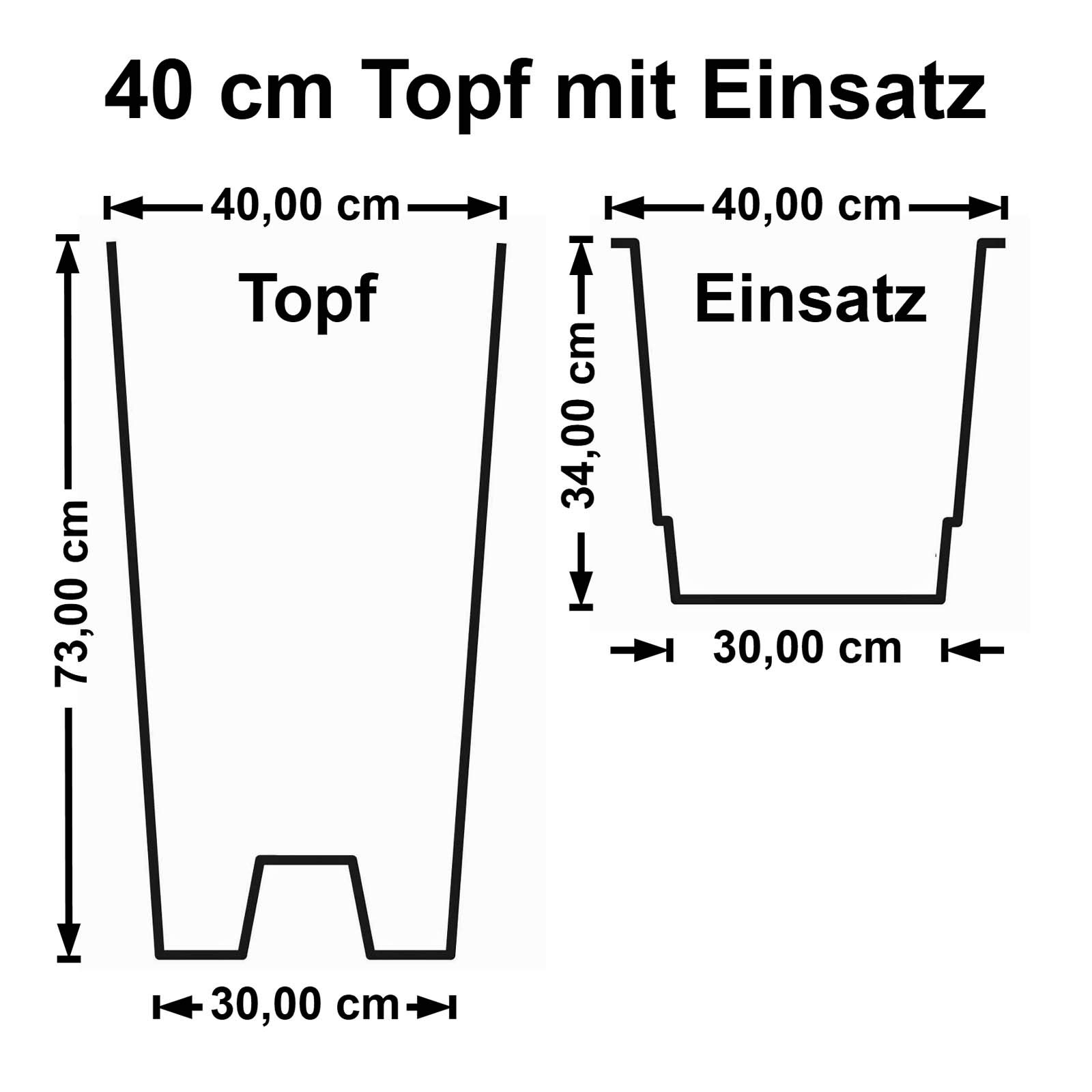 Euro3plast Tuit 2858.T6 2er Set Blumentöpfe mit Pflanzeinsatztopf 40 cm Ø rund x 73 cm hoch Farbe Dunkelrot