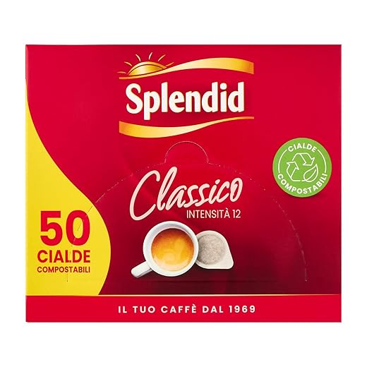 Splendid - Caffè in Cialde ESE - 50 Cialde - Intensità 12 - Miscela Espresso per Macchina Portafiltro Monodose - Gusto Deciso e Aroma Tostato