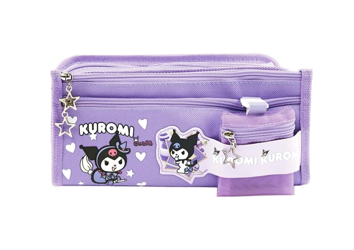 Sanrio Kuromi Mor Yüksek Kapasiteli Çok Gözlü Kalemlik Kalem Kutusu