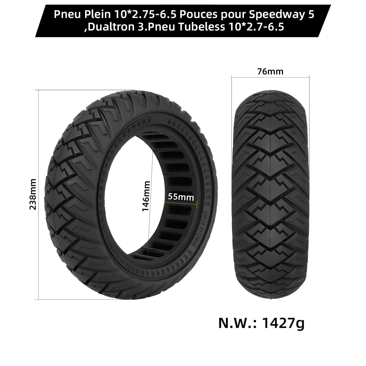 G2 Master Pneu Tubeless 10x2.75-6.5 Pour Trottinette électrique - Compatible KuKirin G3 G2 Master Pneu Tubeless 10x2.75-6.5 Pour Trottinette électrique - Compatible KuKirin G3