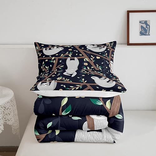 Miniatura 5 de Feelyou Juego de edredón lindo de perezoso, juego de ropa de cama con estampado de perezoso de dibujos animados, ropa de cama de perezoso, regalo de