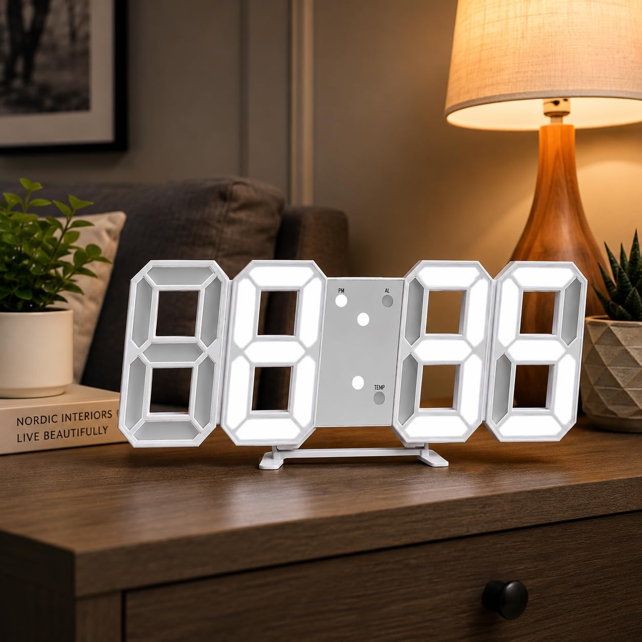 3D LED Table Wall Clock Digital Timer Nightlight Watch Alarm Clock for Warehouse Office Study Room Living Room 12/24H Brightness Adjustable-image-46