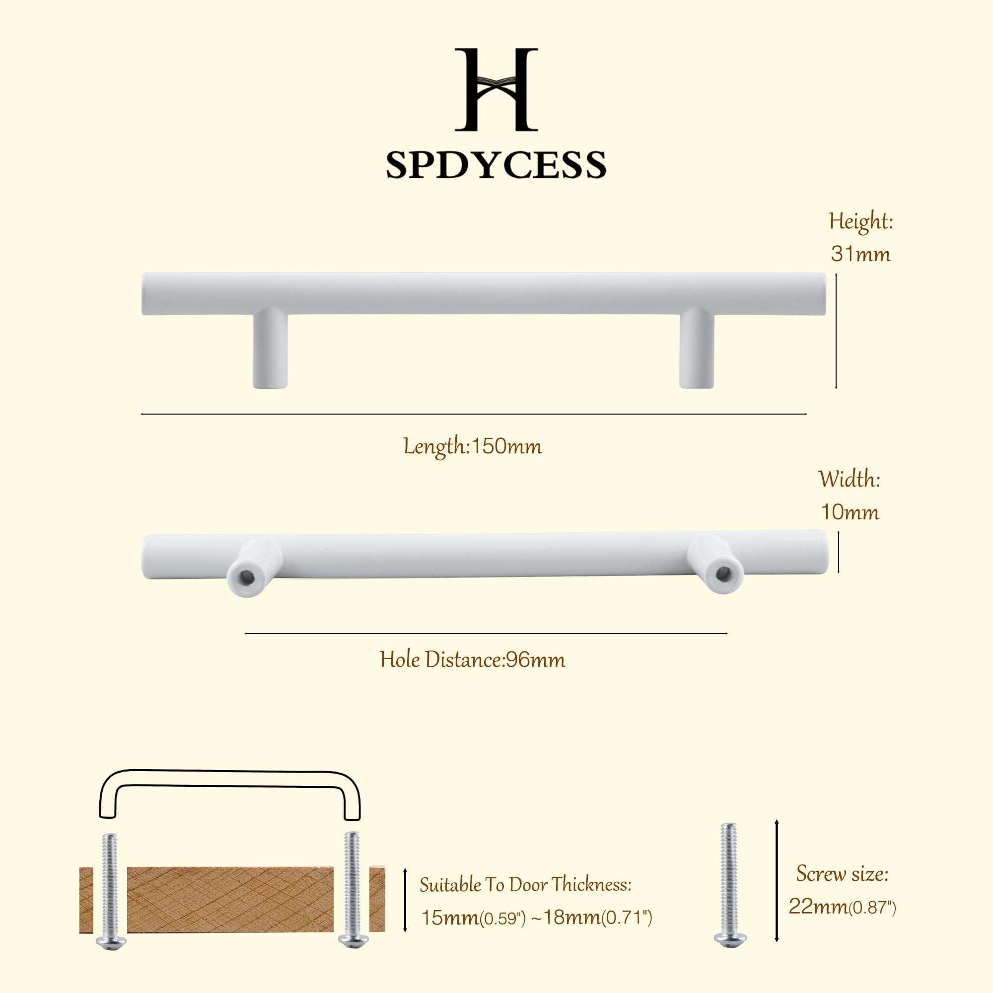 SPDYCESS 4 Pieces Furniture Cabinet Handles, Kitchen Drawer Handle, Bathroom Door T Bar Handle - Image 2