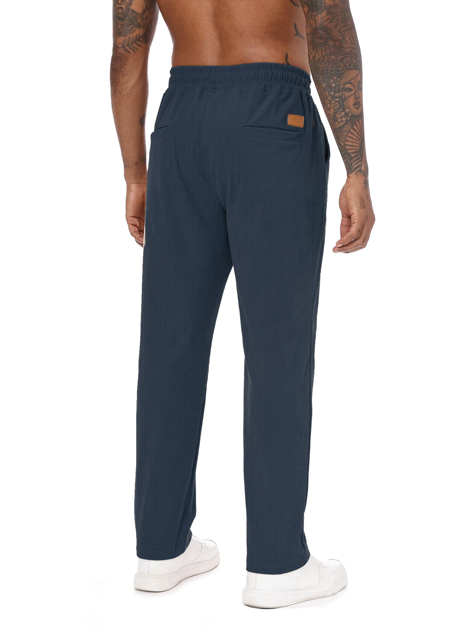 Yageshark Pantaloni in velluto a coste da uomo, vestibilità normale, corduroy, pantaloni per il tempo libero, con tasche e elastico in vita, per ufficio, città e tutti i giorni