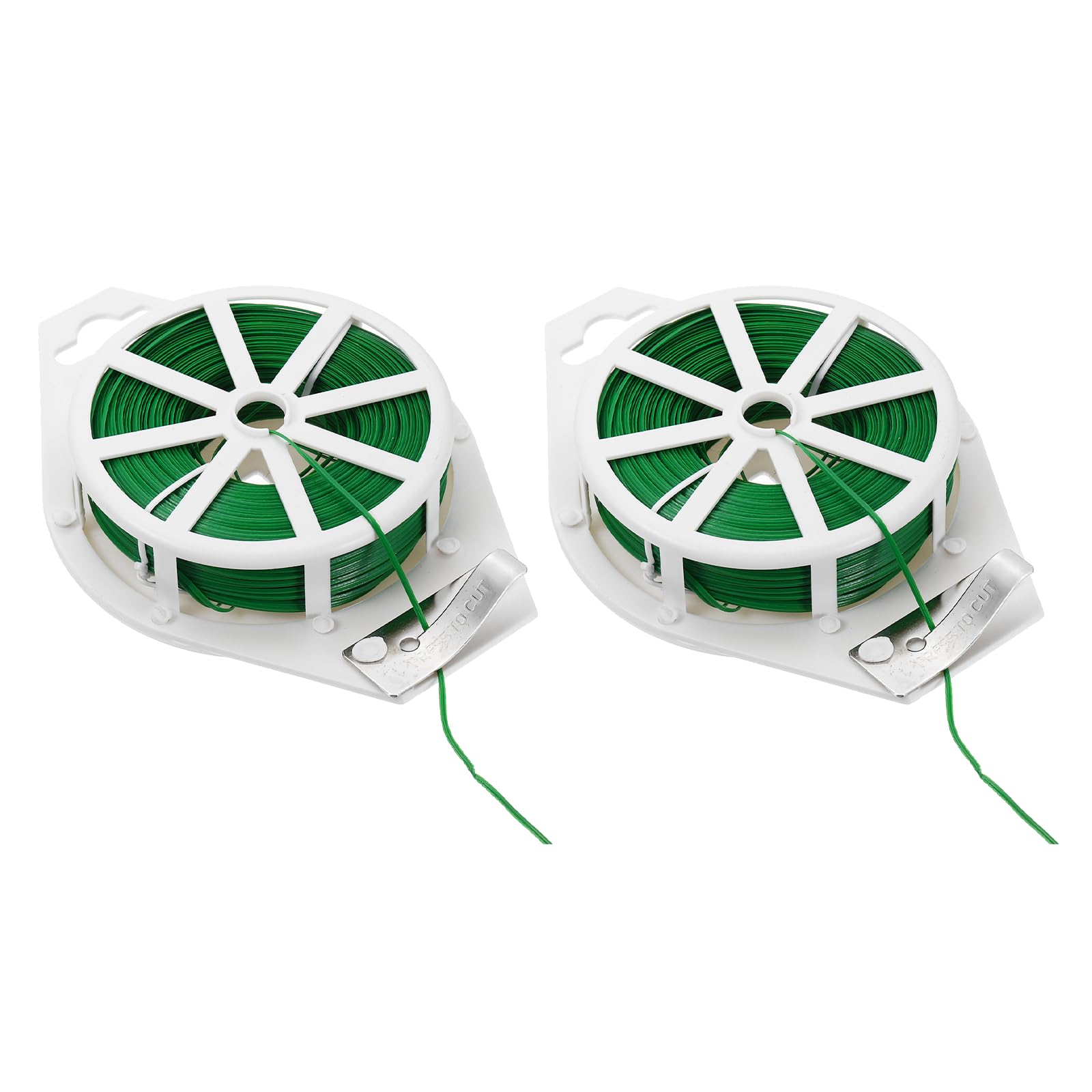 sourcing map 2pcs Twist Tie with Cutter 328FT (100m) Garden Plant Ties Garden Twine Support Wire for Gardening Plant Support Growth Care Home Office Cable Organization, Green