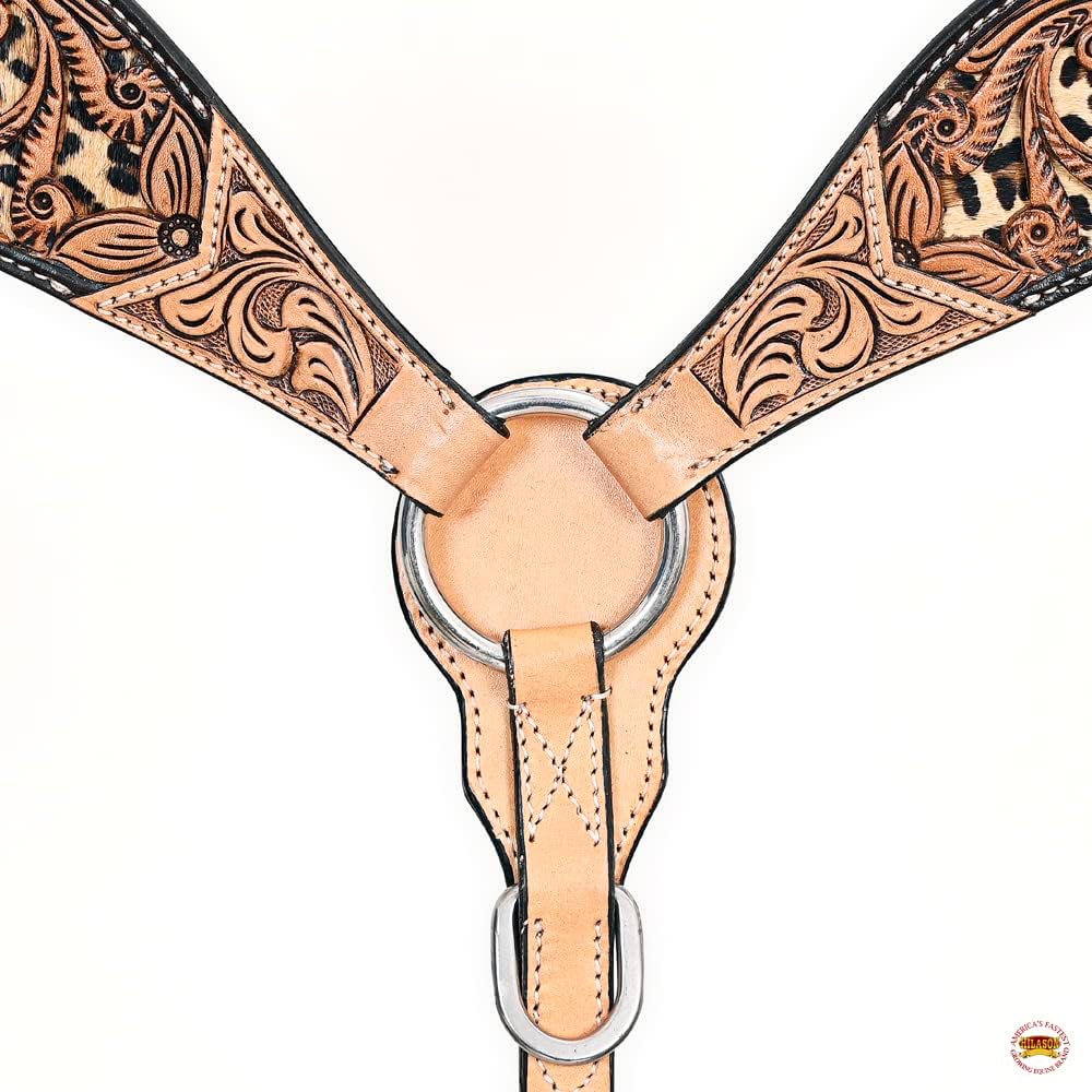 HILASON Western Horse Headstall Breast Collar Leather Brown | Tack Set for Horses