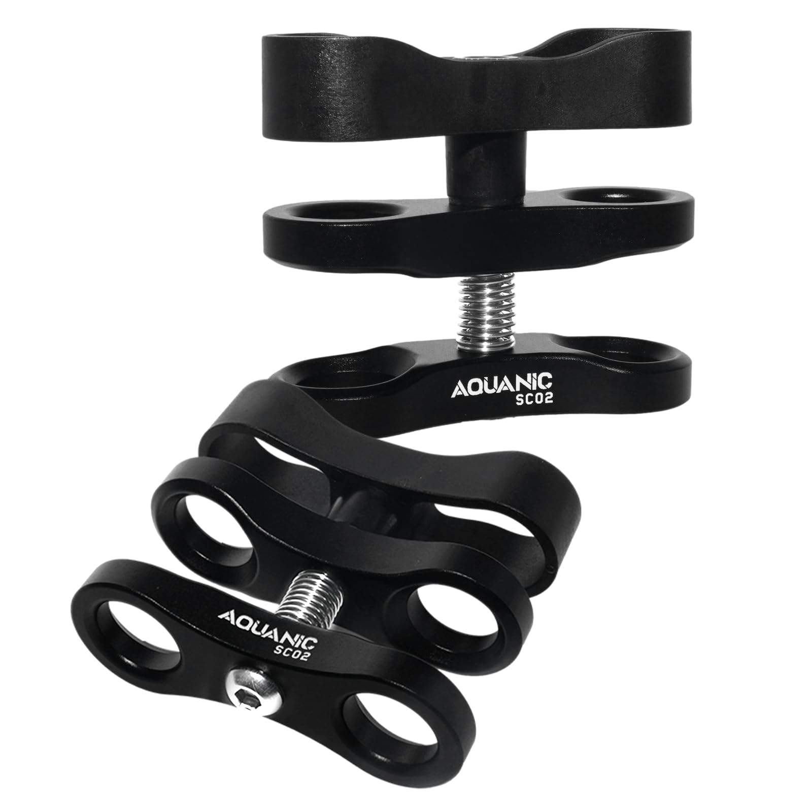 Support de serrage à boule standard de 2,5 cm, support adaptateur à clip à 360° pour système de bras de lampe de plongée sous-marine, système de bras de lampe de poche, appareil photo, appareil photo