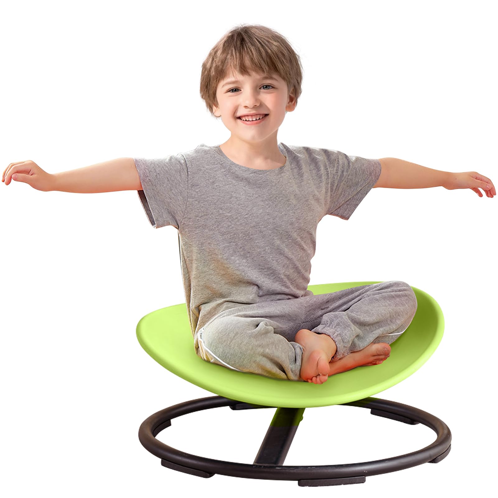 GAKINUNE Sensory Spinning Chair for Autistic Kids, Swivel Spin Chair for Autism, Sit and Spin Toy for Autistic Children, Indoor Outdoor Toys, Toddler Chair for ADHD, Balance & Coordination (Green)