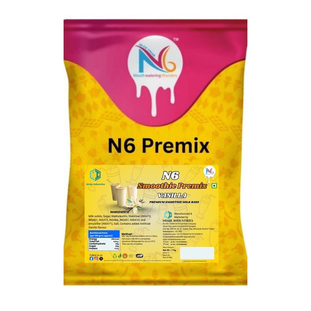 N6 Premix Vanilla Smoothie Premix Powder 1 Kg – Instant Milkshake & Smoothie Mix | Rich Creamy Vanilla Flavor | Café Style Beverage Base | Easy Bulk Preparation for Home & Commercial Use-image-41