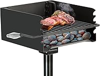 Boldworks Park Style In-Ground Charcoal Grill - Rustproof Heavy Duty 16x16 Inch 360° Swivel for Parks & Commercial Use