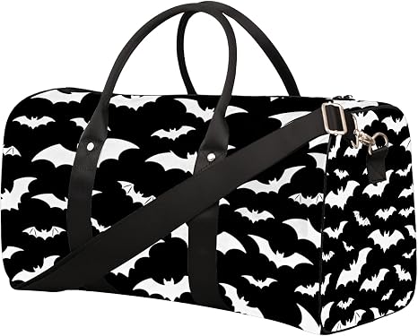Travel Duffle Bag for Women Men Halloween Bats Pattern Sports Totes Gym Yoga Bag Girls Boys Waterproof Weekender Overnight Bag Animal Bat Print Carry-On Bag with Shoulder Strap Workout Bags
