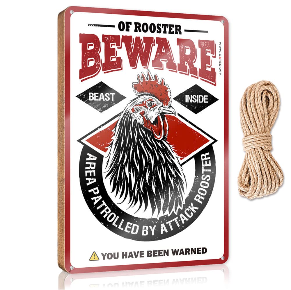 YYHLEH Funny Kitchen Decor Chicken Warning Sign Wooden(23X35CM)